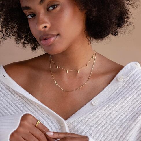 Gold Initial Necklace For Women Dainty 14k Gold Plated Letter Necklace For Women Trendy A-Z Sideways Initial Chain Necklaces Choker Box Chain Name Necklaces Fashion Accessories Jewelry Gifts in Saudi Arabia