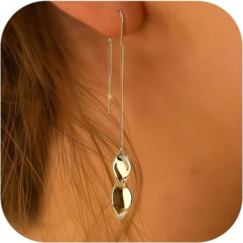 Gold Earrings for Women, 14k Gold-Plated Tassel Dangle Earrings for Women, Statement Long Chain Hypoallergenic Gold Jewelry Gift for Prom & Weddings in Saudi Arabia