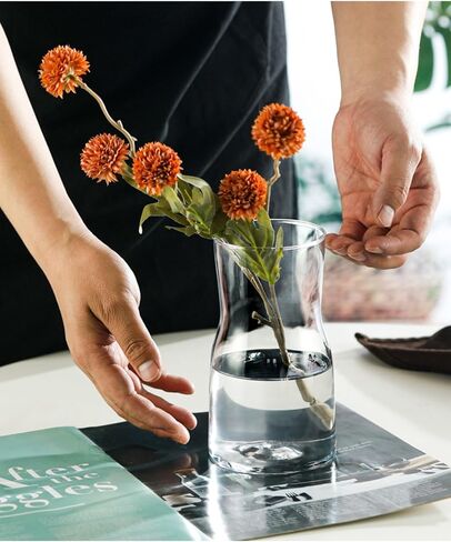 Elsjoy Set of 4 Small Glass Vases, 7" Clear Glass Flower Vase Modern Table Centerpiece for Flower Bouquets, Home Decor, Wedding, Housewarming Gift in Saudi Arabia
