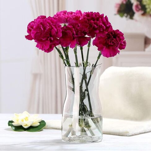 Elsjoy Set of 4 Small Glass Vases, 7" Clear Glass Flower Vase Modern Table Centerpiece for Flower Bouquets, Home Decor, Wedding, Housewarming Gift in Saudi Arabia