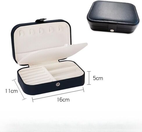 Travel Jewelry Box for Women, PU Leather Small Jewelry Organizer, Portable Mini Storage Case Display Holder Boxes for Rings Earrings Necklaces, Bracelets-Black in Saudi Arabia