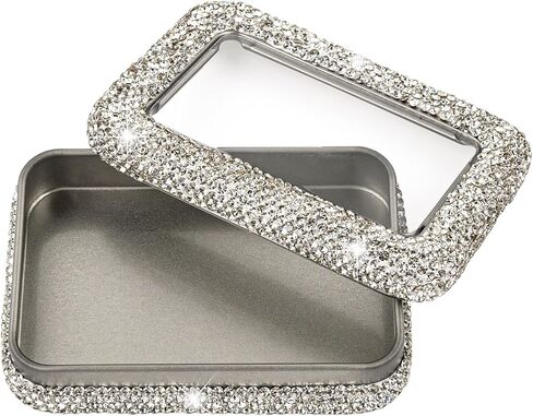 Metal Bling Travel Jewelry Box Sparkly Shining Mini Metal Jewelry Case Organizer for Women in Kuwait