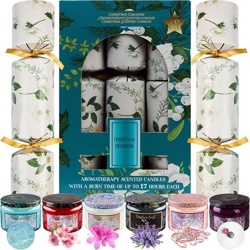 Luxury Scented Candles Christmas Crackers Aromatherapy No-Snap 6 Pack Party Favors Hats Jokes Christmas Decorations Holiday Gift (Multi Candle) in Saudi Arabia
