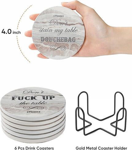 White Elephant Gifts for Adults, Funny Coasters Set of 8, Funny Gag Gifts for Adults, Christmas House Warming Gift New Home, Marble Style Absorbent Drink Coasters with Cork Base, Home Decor, 4 inches in Kuwait