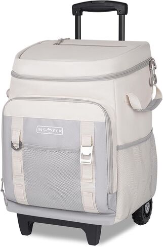 برودة Insmeer مع عجلات ومقبض ، 80 علبة/50L برودة متداول ، مبرد ناعم محمول مع عجلة ، عربة عربات برودة 2 في 1 ، مبردات كبيرة للتسوق البقالة in Kuwait