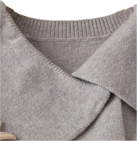 MakeMeChic Women's Long Sleeve Cardigan Sweater Winter Pearl Beaded Collared Business Button Down Sweater in Saudi Arabia