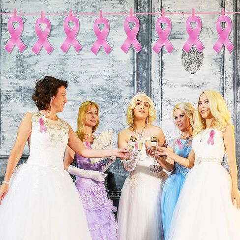 قطع بطاقات ورقية بشريط وردي، قطع للتوعية بسرطان الثدي للنساء، مستلزمات المناسبات العامة والاجتماعية الخيرية (150، وردي، متوسط) in Saudi Arabia