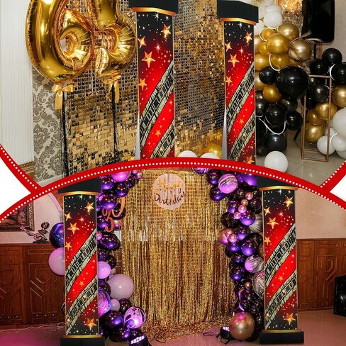 2 Pcs 5.8 ft Movie Award Night Red Carpet Column Decorations Prom Stand up Cardboard Cutout Life Size Award Red Carpet Theme Party Decoration Backdrop Photo Props Standup for Movie Awards Party Supply in Saudi Arabia