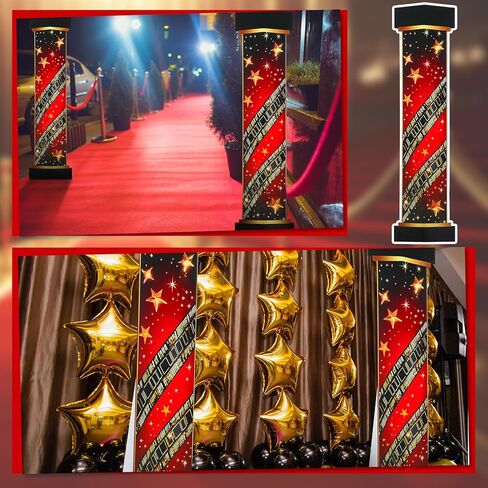 2 Pcs 5.8 ft Movie Award Night Red Carpet Column Decorations Prom Stand up Cardboard Cutout Life Size Award Red Carpet Theme Party Decoration Backdrop Photo Props Standup for Movie Awards Party Supply in Saudi Arabia