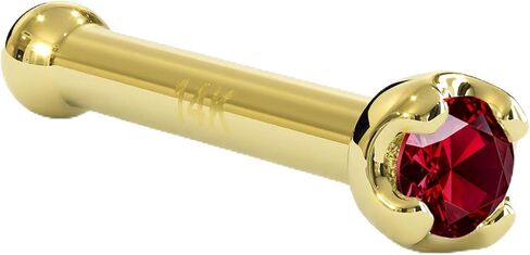 14k Yellow Gold Red Diamond Nose Ring – 20 Gauge 18 Gauge Nose Stud with 1.5mm (0.015 cttw) Genuine Red Diamond – 6mm Post – Handmade Hypoallergenic Piercing Jewelry in Saudi Arabia