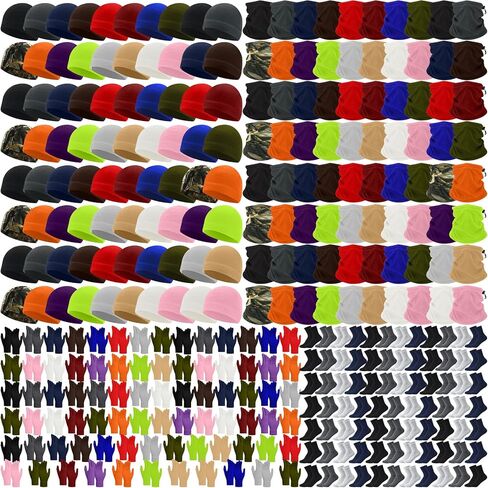 Liitrsh 320 Pcs Bulk Winter Beanies Gloves Scarf Sock Sets for Men Women, Fleece Hats for Homeless Donation Charity Bundle (Collision Color) in Saudi Arabia