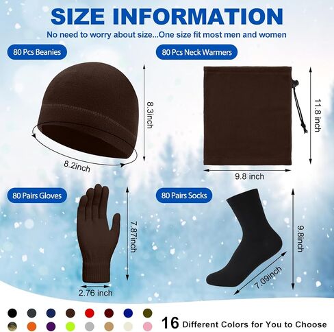Liitrsh 320 Pcs Bulk Winter Beanies Gloves Scarf Sock Sets for Men Women, Fleece Hats for Homeless Donation Charity Bundle (Collision Color) in Saudi Arabia