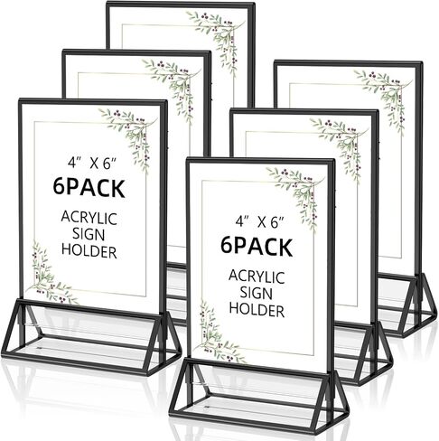 حامل علامة أكريليك 8.5X11 حامل علامة واضح، حامل نشرة على الوجهين، حامل قائمة الطاولة عرض موقف لرقم طاولة الزفاف (6 قطع) in Kuwait