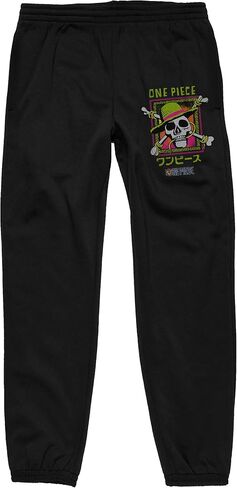One Piece (Live Action) Skull and Bones with a Straw Hat, Logo on Black Adult Sleep Pant in Saudi Arabia
