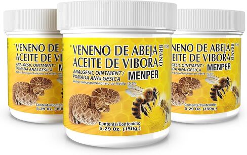 Veneno de Abeja Aceite de Vibora 3-Pack (18.5 oz Total) - Warming Methyl Salicylate 10.5% Pain Relief Cream - Fast-Acting, Non-Greasy Analgesic for Muscle & Joint Comfort in Saudi Arabia