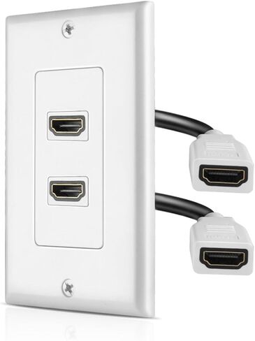 TNP HDMI Wall Plate - Dual (2 Port) HDMI Socket Plug Jack Outlet Decorative Face Plate Cover Mount Panel w/ 4K UHD ARC/eARC Ethernet Pass-Thru Support High Speed Extension Pigtail Coupler Cable in Saudi Arabia