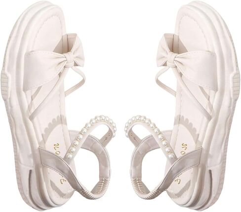 OYOANGLE Women's Bow Platform Sandals Fashion Lightweight Flip Flops Peals Elastic Ankle Strap Beach Sandals in Saudi Arabia