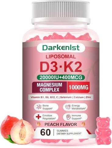 2 Pack Liposomal Vitamin 20,000IU D3 + 400mcg K2 Supplment,Complex Magnesium Glycinate, Malate & Citrate, Calcium, Zinc, Rich In Vitamins B & C, Stress Relief, Relaxation & Bone Support for Adults in Saudi Arabia