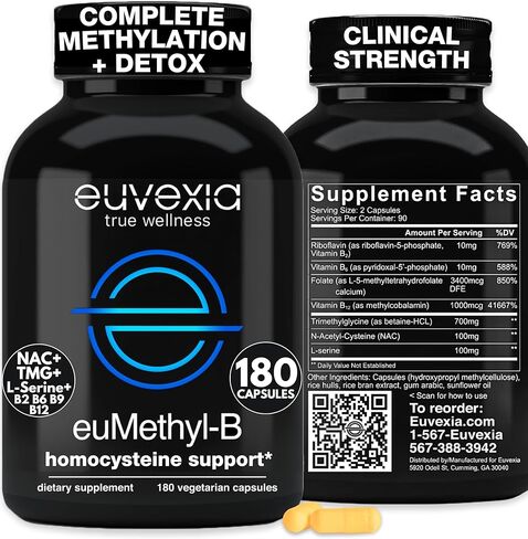 Methylated B Complex Vitamins Riboflavin B6 B12 Folate L-Serine NAC & TMG Supplements Brain Heart MTHFR Immune Support - Methylated Multivitamin L Methylfolate Active 5-MTHF (180) Dr Ekberg euMethyl-B in Saudi Arabia