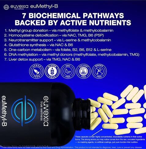Methylated B Complex Vitamins Riboflavin B6 B12 Folate L-Serine NAC & TMG Supplements Brain Heart MTHFR Immune Support - Methylated Multivitamin L Methylfolate Active 5-MTHF (180) Dr Ekberg euMethyl-B in Saudi Arabia
