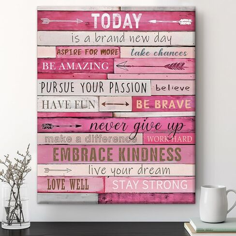 Pink Wall Decor, Inspirational Quotes Wall Art For Teen Girls, Office Gifts for Women Pink Room Bedroom Home Decor Gifts 8x10 Inch in Saudi Arabia