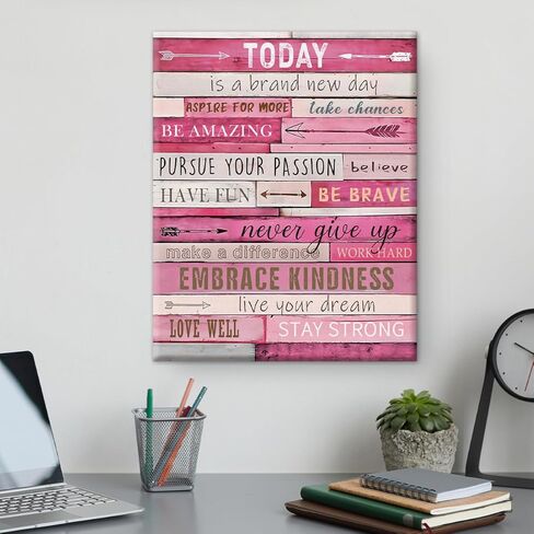 Pink Wall Decor, Inspirational Quotes Wall Art For Teen Girls, Office Gifts for Women Pink Room Bedroom Home Decor Gifts 8x10 Inch in Saudi Arabia