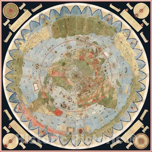 Historic Map - Map of the World, 1587, Urbano Monte - Vintage Wall Art 24in x 24in in Saudi Arabia