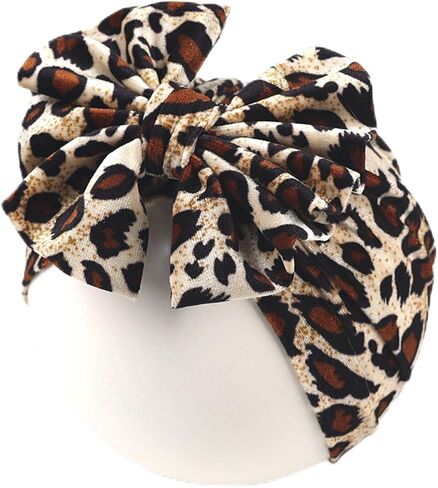 Bows Baby Hats Girls Turban Knot Infant Leopard Headdress,Toddler Turban Cap Wraps Hat Leopard Hair Accessories.(MZ10) in Saudi Arabia