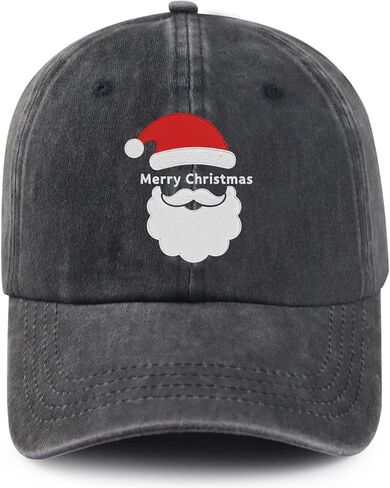 Christmas Santa Embroidered Baseball Cap, Xmas Hat, Adjustable Strap in Kuwait
