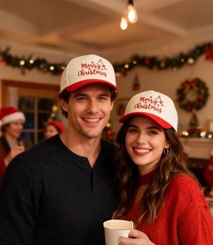 قبعة Waldeal Merry Christmas Trucker للرجال والنساء، قبعة للأب في عيد الميلاد قابلة للتعديل بلونين للجنسين، قبعة حفلات العطلات in Saudi Arabia