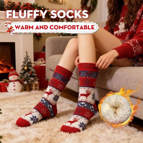 Wool-Blend Thermal Socks, Extra Thick & Warm Winter Crew Socks for Cold Weather, Single Pair Cozy Socks in Saudi Arabia