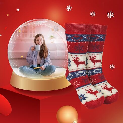 Wool-Blend Thermal Socks, Extra Thick & Warm Winter Crew Socks for Cold Weather, Single Pair Cozy Socks in Saudi Arabia