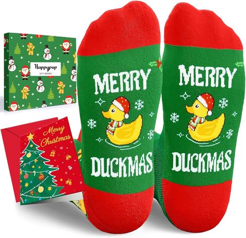 HAPPYPOP Funny Christmas Socks - Unisex Merry Animal Xmas Gifts for Adult & Kids with Card in Saudi Arabia