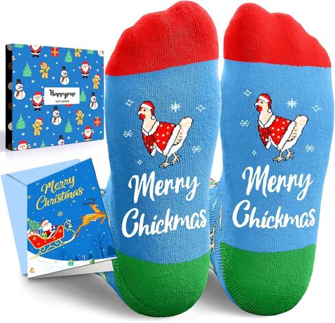 HAPPYPOP Funny Christmas Socks - Unisex Merry Animal Xmas Gifts for Adult & Kids with Card in Saudi Arabia
