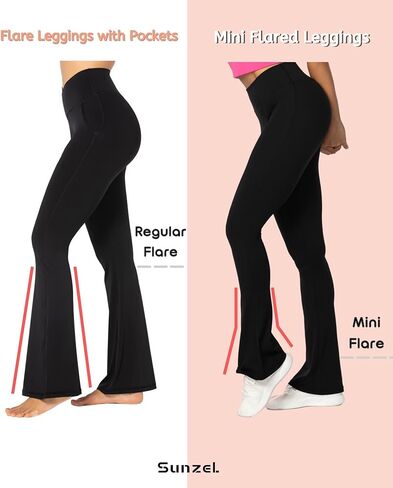 Sunzel High Waist Mini Flared Leggings for Women,Tummy Control Casual Flare Yoga Pants for Yoga Workout Gym 28" Ash Blue S in Saudi Arabia