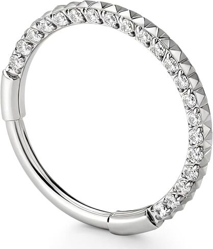 BodyBonita G23 Titanium Septum Rings - 16G 12MM Seamless Nose Rings Hoops Hinged Septum Jewelry Clear CZ Nose Piercings Helix Tragus Rook Daith Earrings for Women Men Silver 12mm in Saudi Arabia