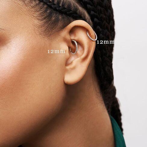 BodyBonita G23 Titanium Septum Rings - 16G 12MM Seamless Nose Rings Hoops Hinged Septum Jewelry Clear CZ Nose Piercings Helix Tragus Rook Daith Earrings for Women Men Silver 12mm in Saudi Arabia