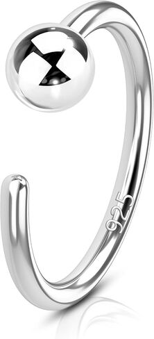 COCHARM 925 Sterling Silver Nose Ring Hoop, Small 20g Sterling Silver Half Hoop Nose Ring 8mm Ball Nostril Piercing Jewelry for Women Men Nickel Free in Saudi Arabia