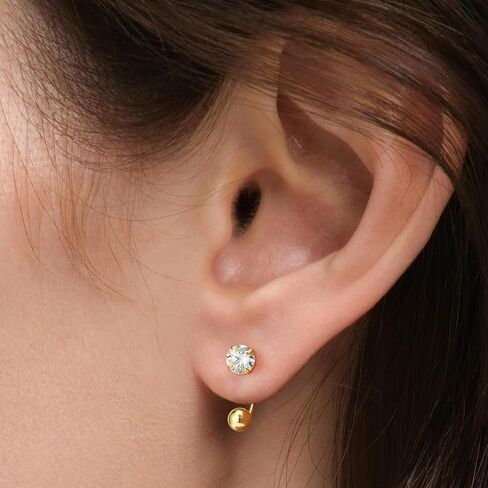 VERAMI 20G 14K Gold Filled Cut Cubic Zirconia Stud Small Huggie Hoop Earrings Cartilage Tragus Helix Tiny Half Open Hoops Screw Back Stainless Steel Nose Rings Lip Piercing Hypoallergenic for Women Men in Saudi Arabia