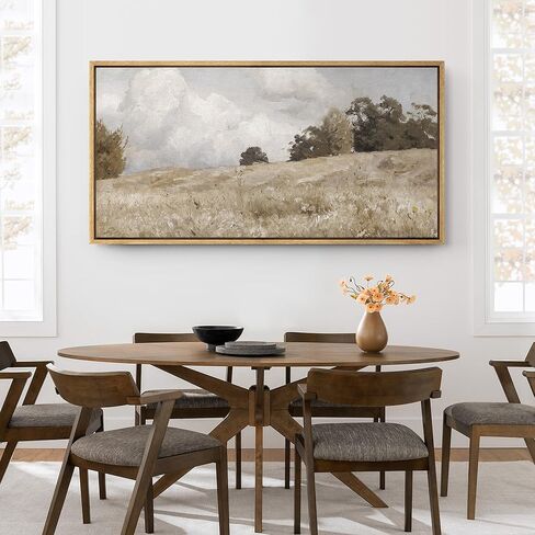 SIGNFORD Extra Large Framed Canvas Print Wall Art Rustic Countryside Landscape Illustrations Modern Art Relax/Calm Warm for Living Room, Bedroom, Office - 60"x30" in Saudi Arabia