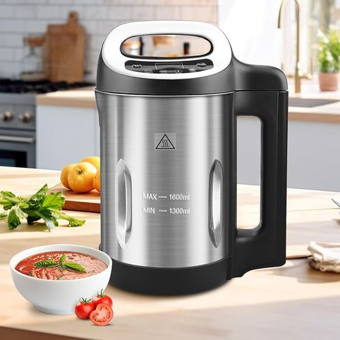 Homtone Soup Maker 2L, Makes 2-6 Servings, 6-in-1 Multifunctional Smooth and Chunky Soupmaker, Electric Soup Bleander Eeasy Clean for Home Use, Black and Stainless Steel in Saudi Arabia