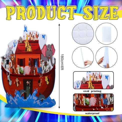 6 Feet Noah's Ark Stand up Cardboard Cutout Life Size Religious Theme Party Decoration Backdrop Photo Props Stand up Noah Ark Bible's Standup Cardboard for Sunday School Christ Theme Party in Saudi Arabia