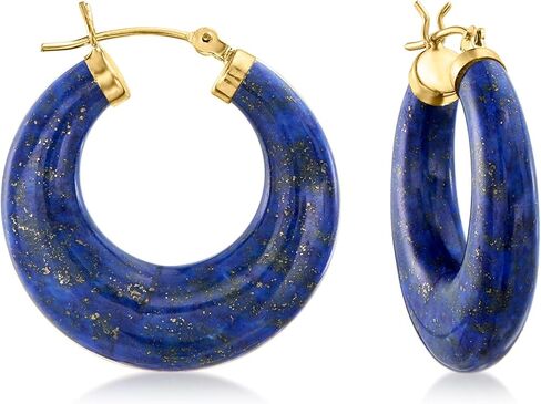 Ross-Simons Round Gemstone Hoop Earrings in 14kt Gold 1 1/8 inches in Saudi Arabia