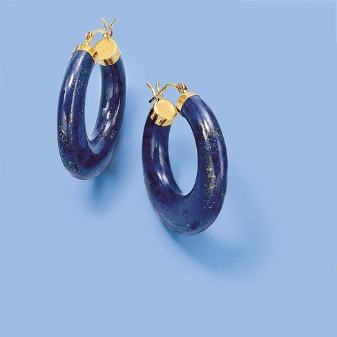 Ross-Simons Round Gemstone Hoop Earrings in 14kt Gold 1 1/8 inches in Saudi Arabia