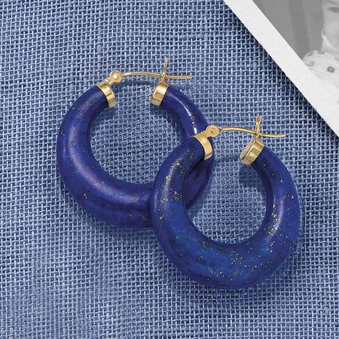Ross-Simons Round Gemstone Hoop Earrings in 14kt Gold 1 1/8 inches in Saudi Arabia