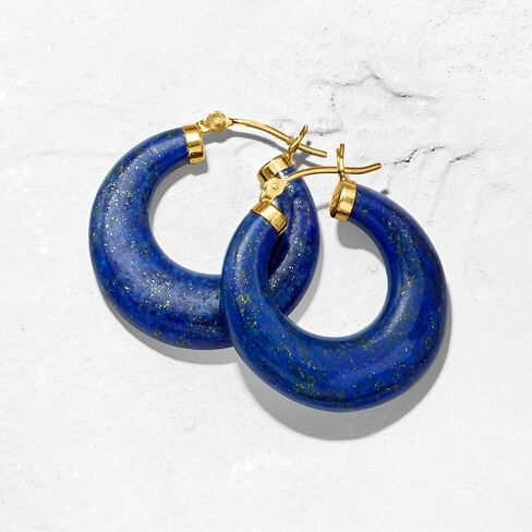 Ross-Simons Round Gemstone Hoop Earrings in 14kt Gold 1 1/8 inches in Saudi Arabia