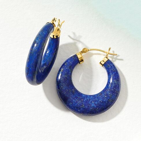 Ross-Simons Round Gemstone Hoop Earrings in 14kt Gold 1 1/8 inches in Saudi Arabia