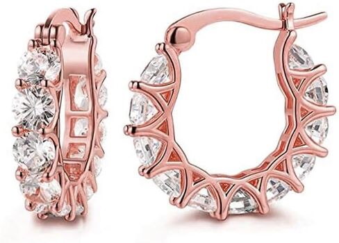 Women's 925 Sterling Silver Hoop Earrings With Cubic Zirconia, Delicate And Small Hypoallergenic Round Earrings, Fashionable Jewelry Gift, Suitable For Daily Wear And Parties in Saudi Arabia