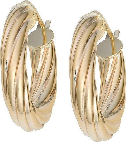Kooljewelry 14k Yellow Gold 4.7 mm High Polish Twist Design Oval Hoop Earrings in Saudi Arabia