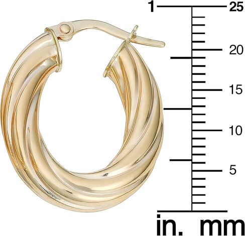 Kooljewelry 14k Yellow Gold 4.7 mm High Polish Twist Design Oval Hoop Earrings in Saudi Arabia